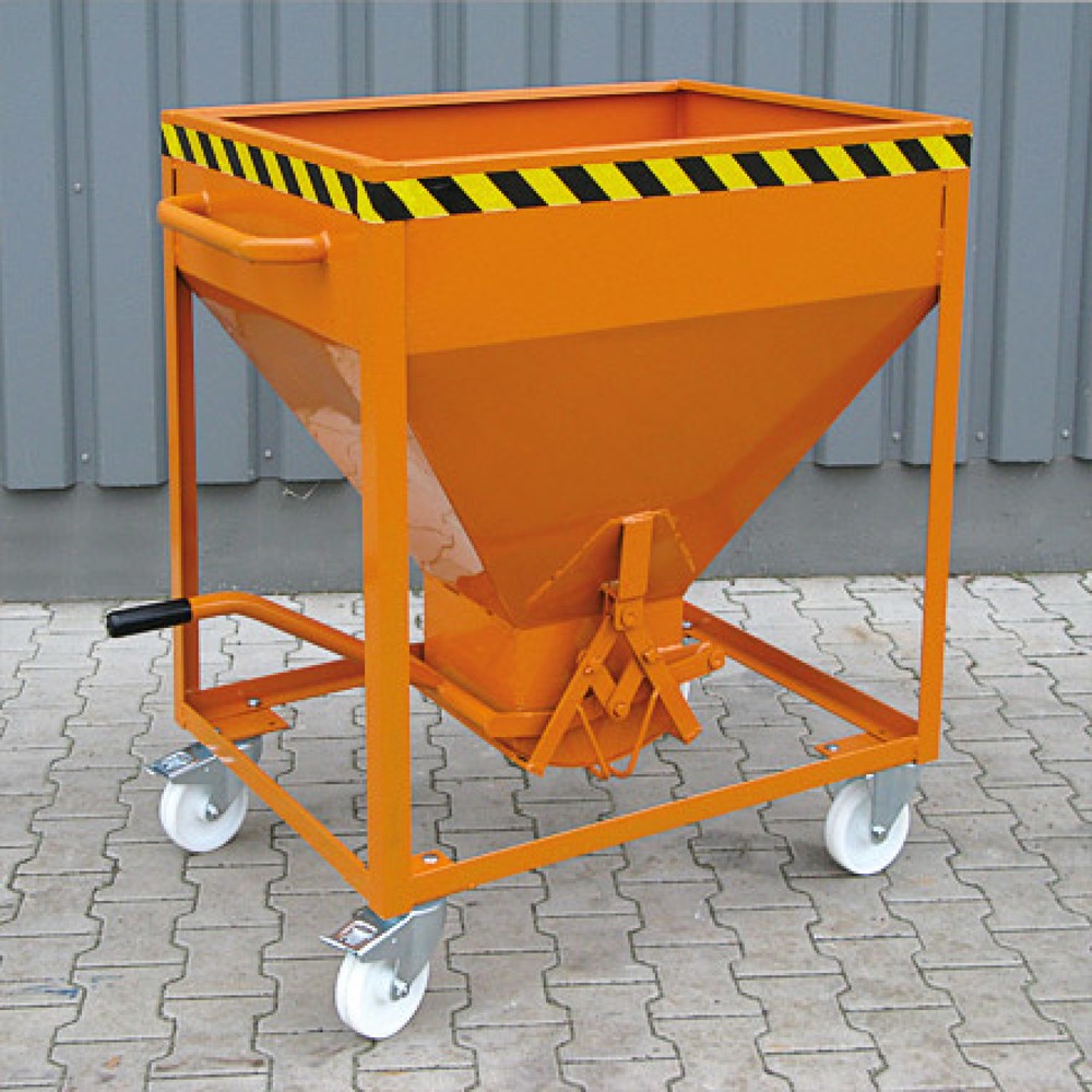 N° de l'image du produit 2 : Eichinger® Conteneur silo sur roulettes, sorti centrale commandée par levier, 300 litres, orangé pur