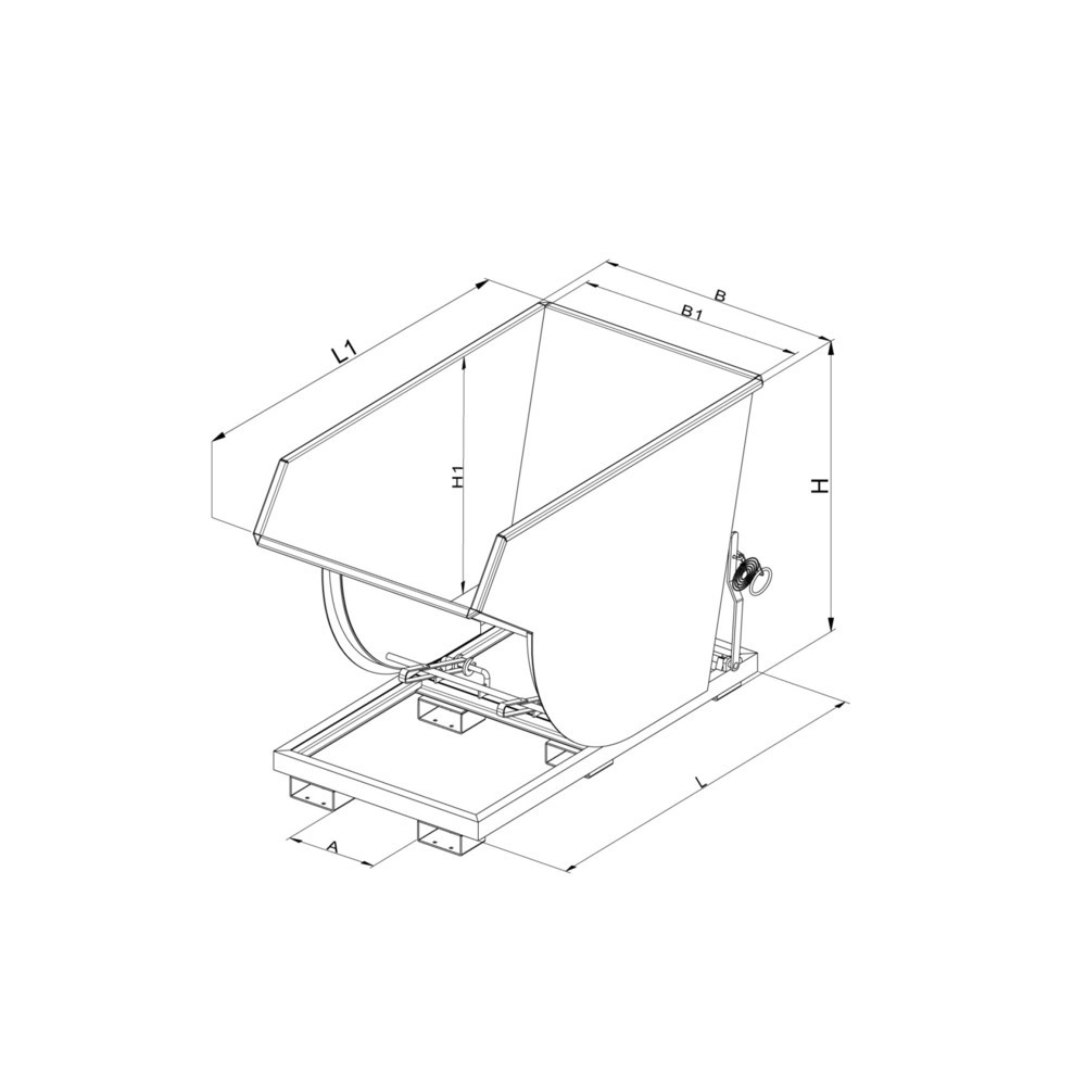 Produktabbildung Nr. 2: Deckel für Eichinger® Kippbehälter in hoher Bauhöhe, Volumen 2,5 m³
