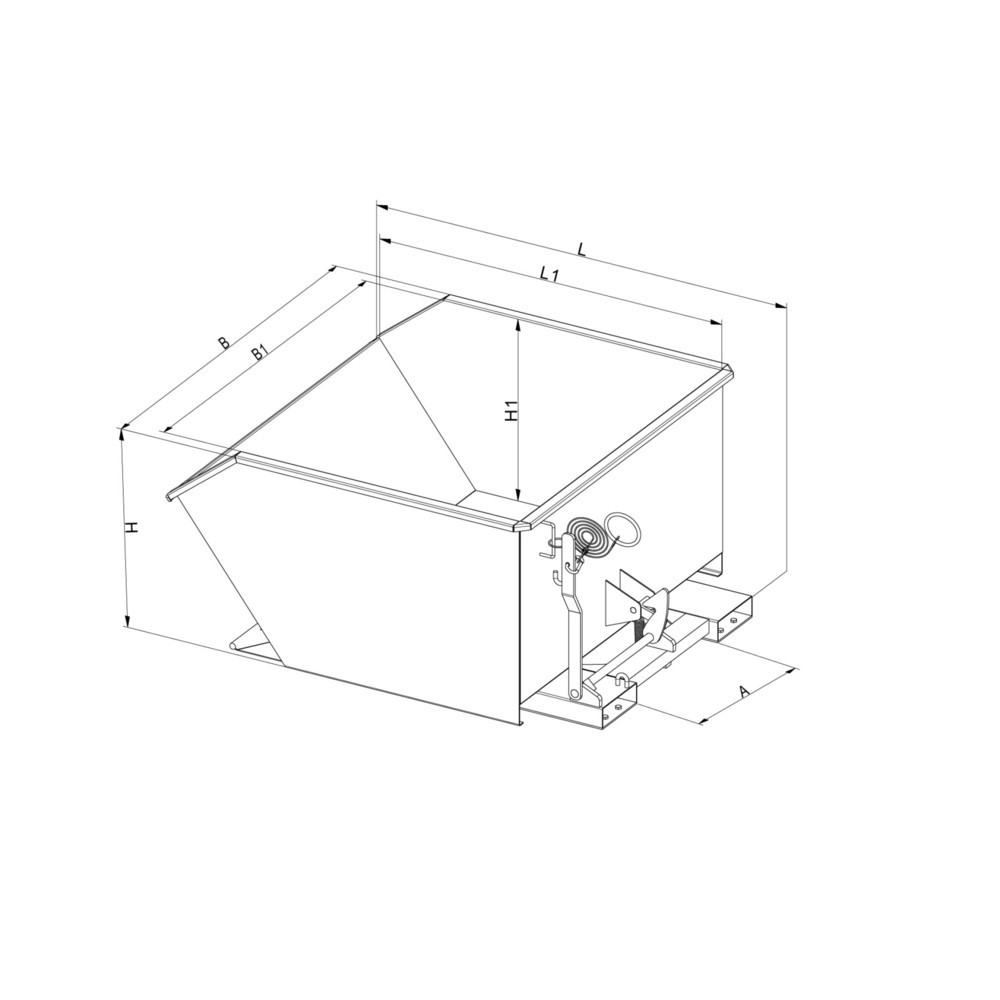 Produktabbildung Nr. 6: Eichinger® Kippbehälter in niedriger Bauhöhe, 1000 kg, 400 Liter, anthrazitgrau
