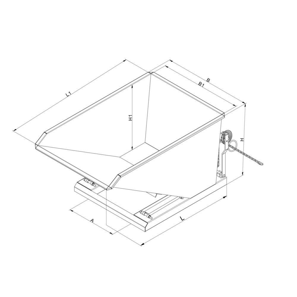 Produktabbildung Nr. 3: Eichinger® Kippbehälter in niedriger Bauhöhe, 1000 kg, 400 Liter, anthrazitgrau