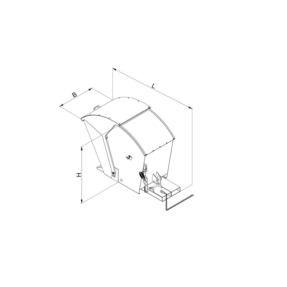 Produktabbildung Nr. 3: Eichinger® Kippbehälter mit Runddeckel, 1000 kg, 1000 Liter, reinorange