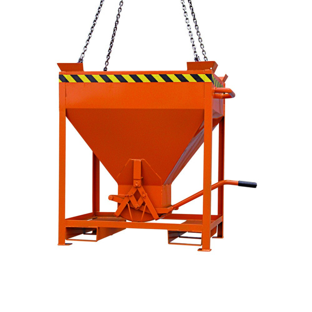 Produktabbildung Nr. 1: Eichinger® Silobehälter Einfahrtaschen und Kranösen, mittigem, per Hebel bedienbarem Auslauf, 600 LIter reinorange