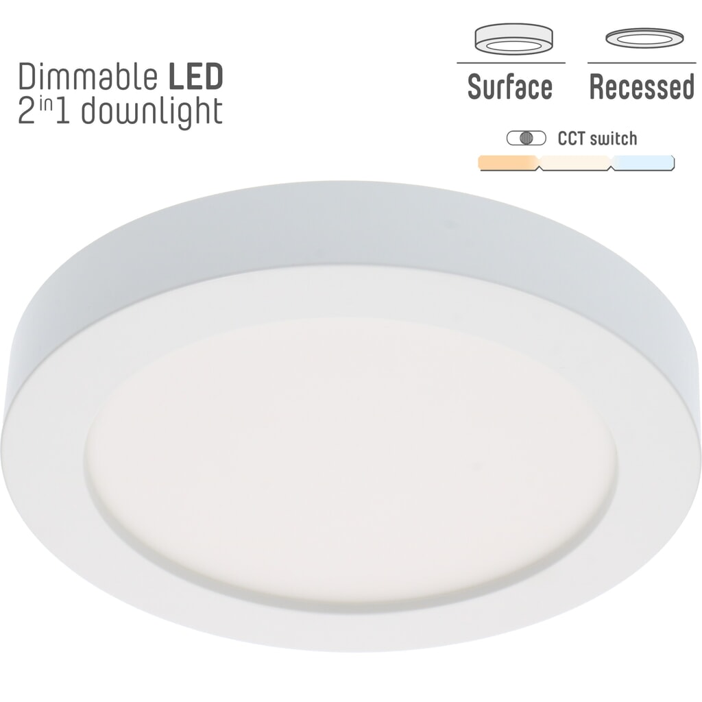 Einbaustrahler - 18W 1820lm CCT Ø220mm - dimmbar - weiß Produktabbildung: Einbaustrahler - 18W 1820lm CCT Ø220mm - dimmbar - weiß