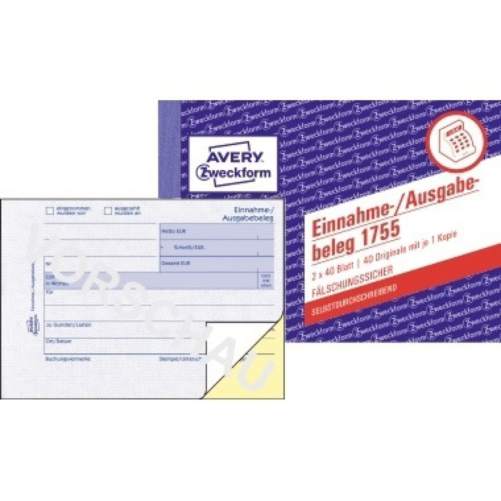 Produktabbildung: Avery Zweckform Ausgabebeleg 1755 DIN A6 SD 2x40Bl.