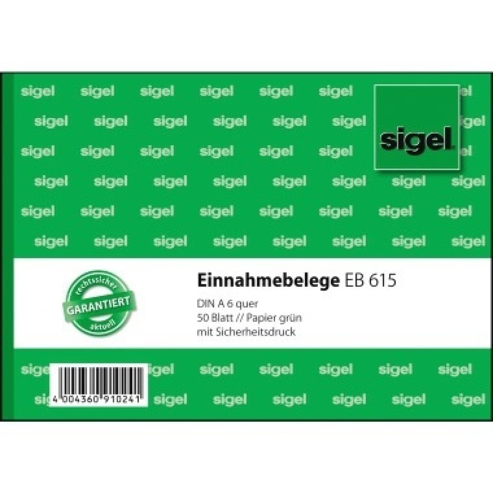 Produktabbildung: Sigel Einnahmebeleg EB615 DIN A6 quer 50Blatt