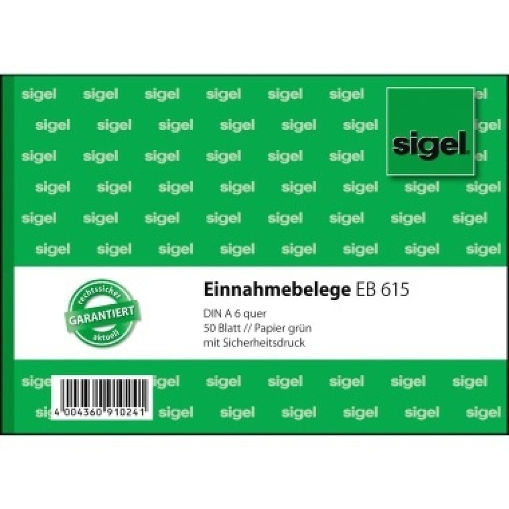 Sigel Einnahmebeleg EB615 DIN A6 quer 50Blatt Produktabbildung: Sigel Einnahmebeleg EB615 DIN A6 quer 50Blatt