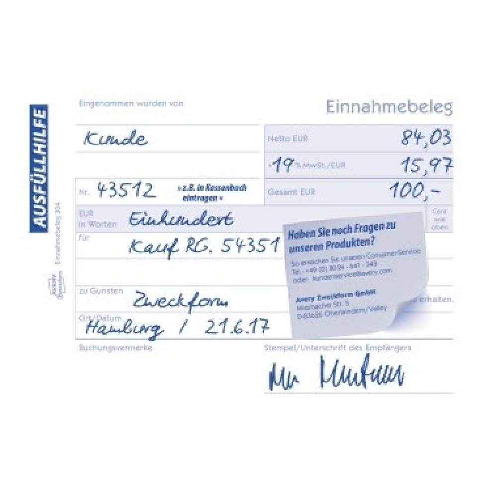 Produktabbildung Nr. 7: Avery Zweckform Einnahmebeleg 304 DIN A6 quer 50Blatt