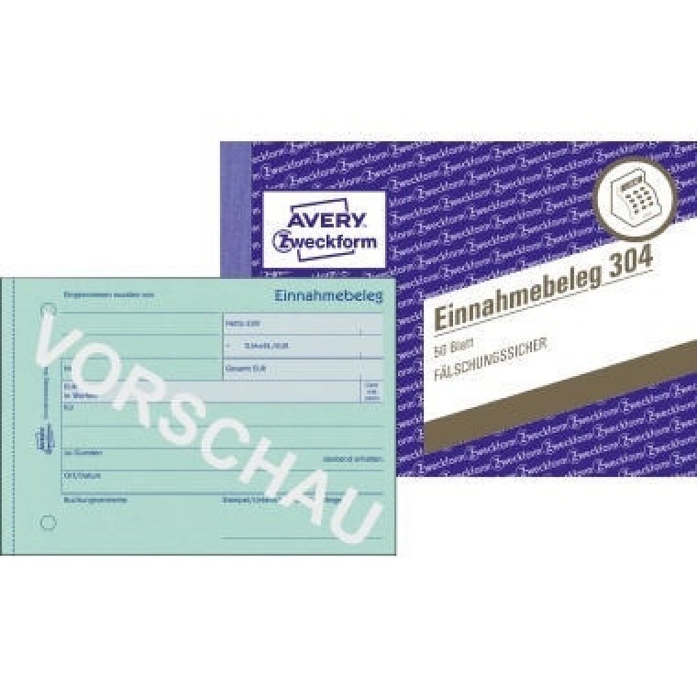 Produktabbildung: Avery Zweckform Einnahmebeleg 304 DIN A6 quer 50Blatt