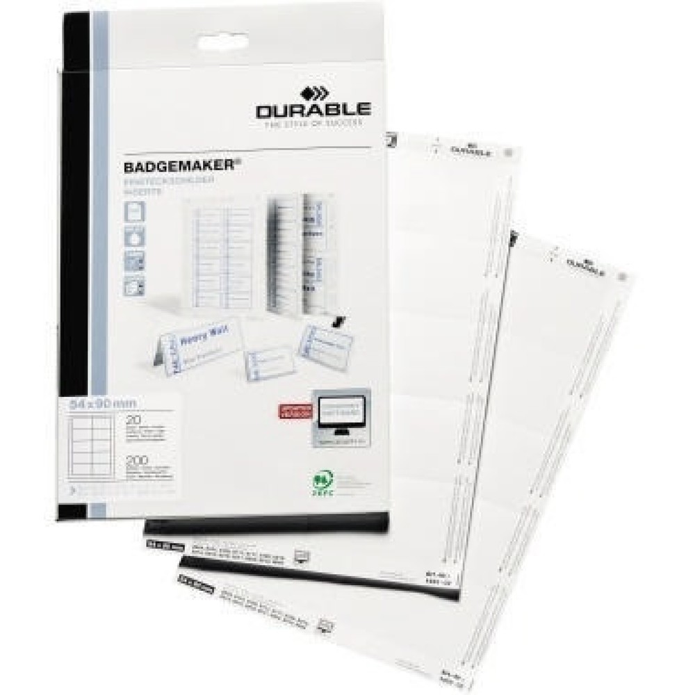 Produktabbildung Nr. 5: DURABLE Einsteckschild BADGEMAKER 145502 90x54mm weiß 200 St./Pack.
