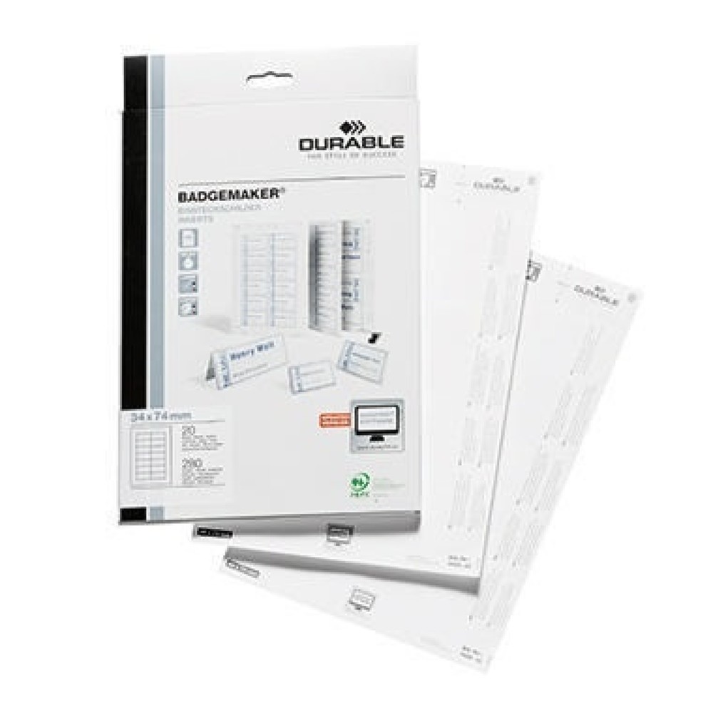 Produktabbildung: DURABLE Einsteckschild 142502 34x75mm weiß 280 St./Pack.