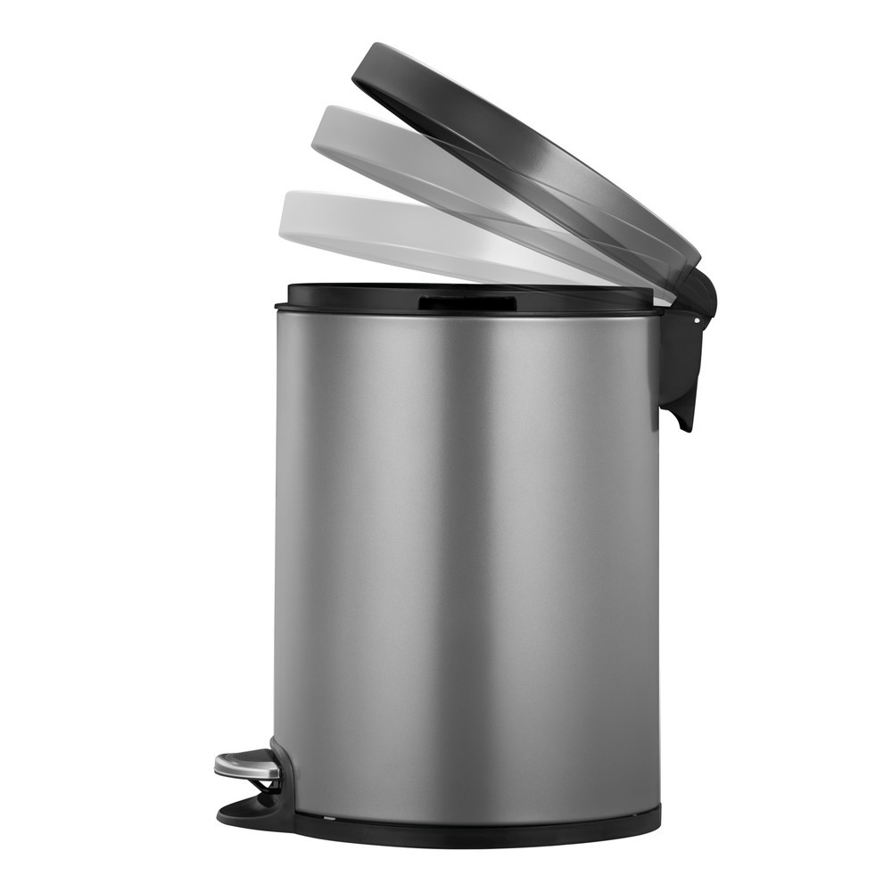 Produktabbildung Nr. 2: EKO Serene Tritt-Abfallbehälter, 5 Liter, aus Stahl, platingrau