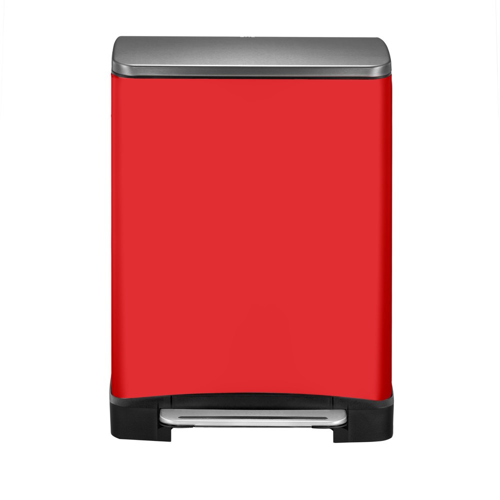 Produktabbildung Nr. 3: EKO Tret-Abfallbehälter E-Cube, 1x28 + 1x18 Liter, rot