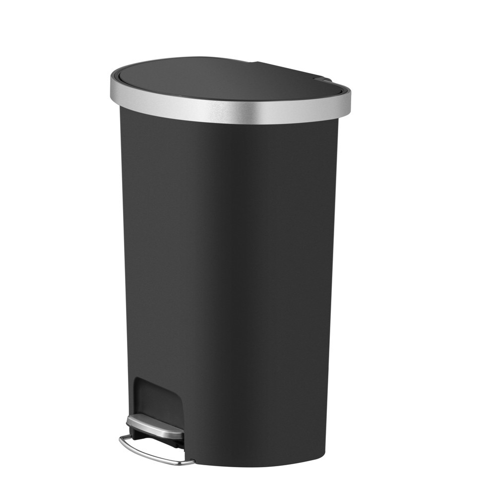 Produktabbildung Nr. 1: EKO Tret-Abfallbehälter Hana, halbrund, 55 Liter, schwarz