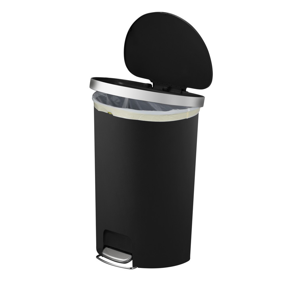 Produktabbildung Nr. 3: EKO Tret-Abfallbehälter Hana, halbrund, 55 Liter, schwarz