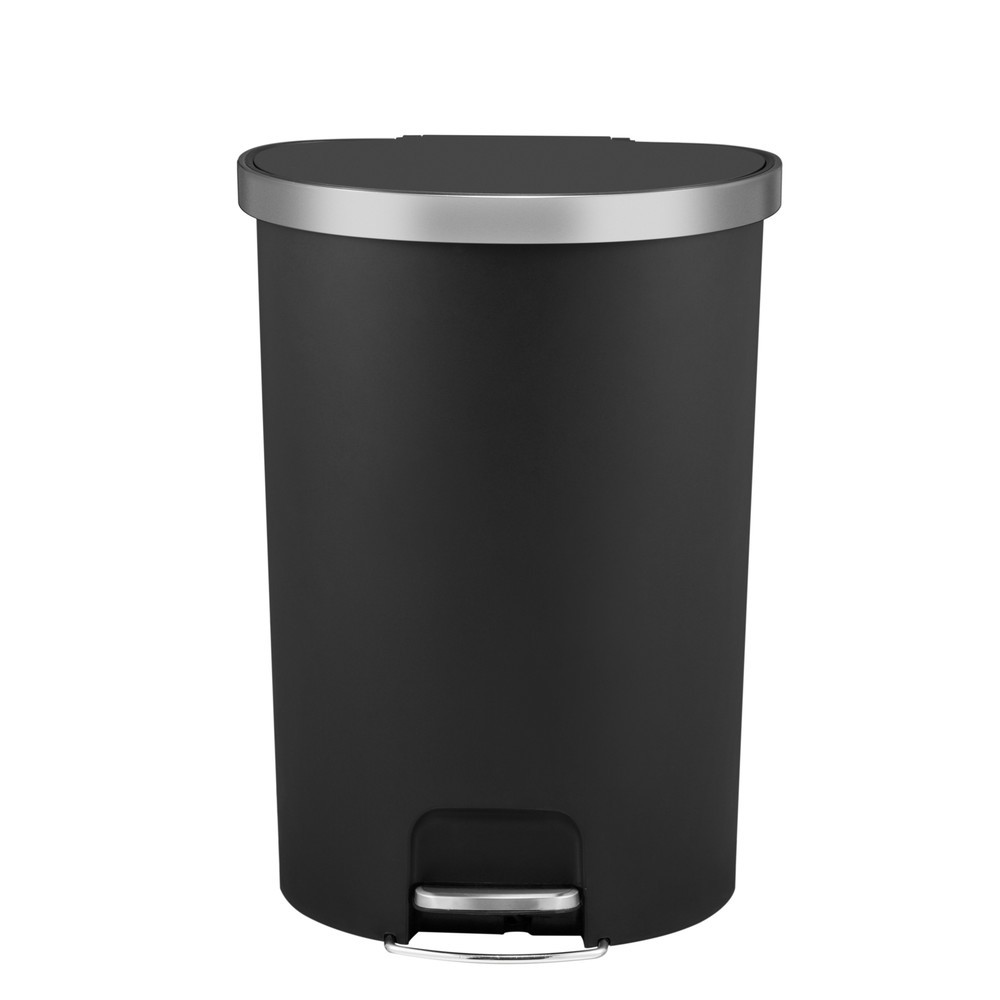 Produktabbildung Nr. 6: EKO Tret-Abfallbehälter Hana, halbrund, 55 Liter, schwarz