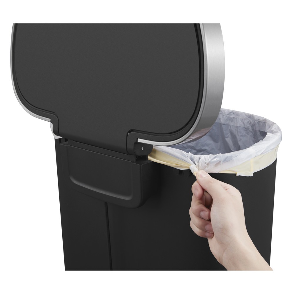 Produktabbildung Nr. 8: EKO Tret-Abfallbehälter Hana, halbrund, 55 Liter, schwarz