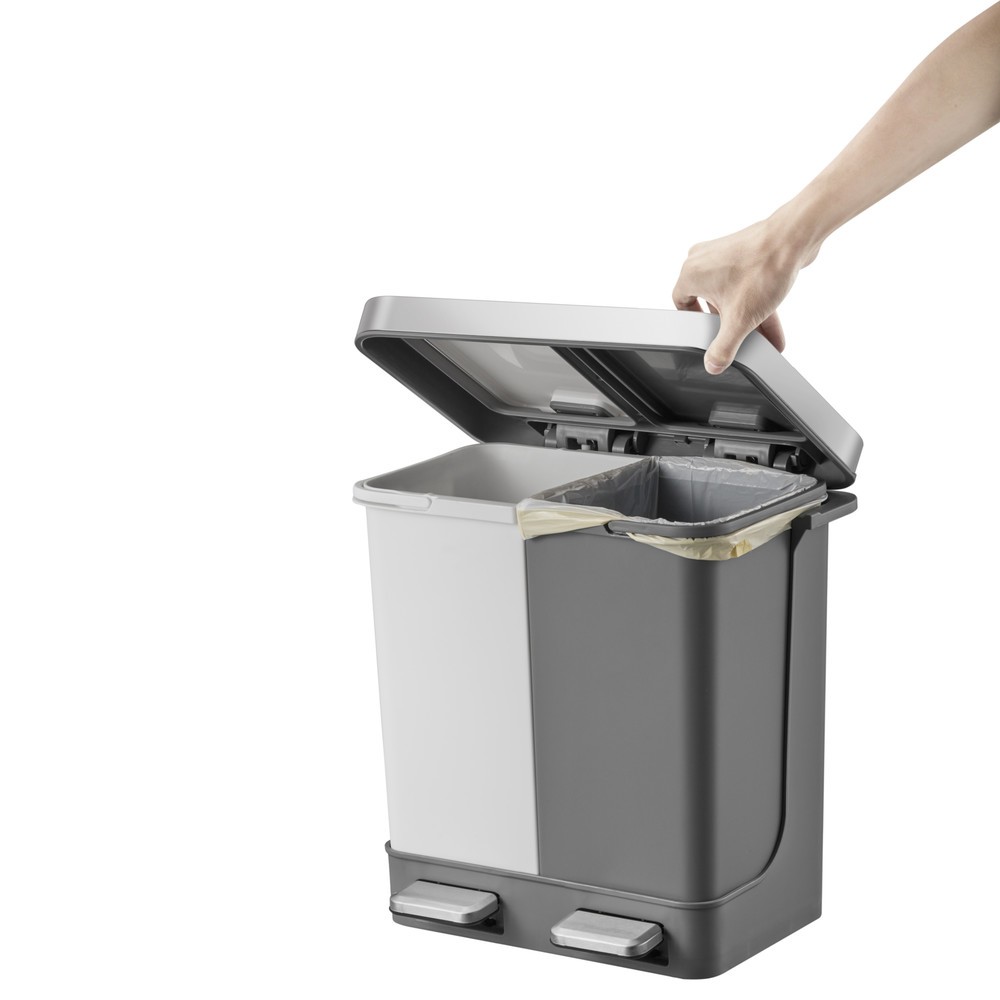 Produktabbildung Nr. 13: EKO Tret-Abfallbehälter Hana Duo, 2x10 Liter, weiß, grau