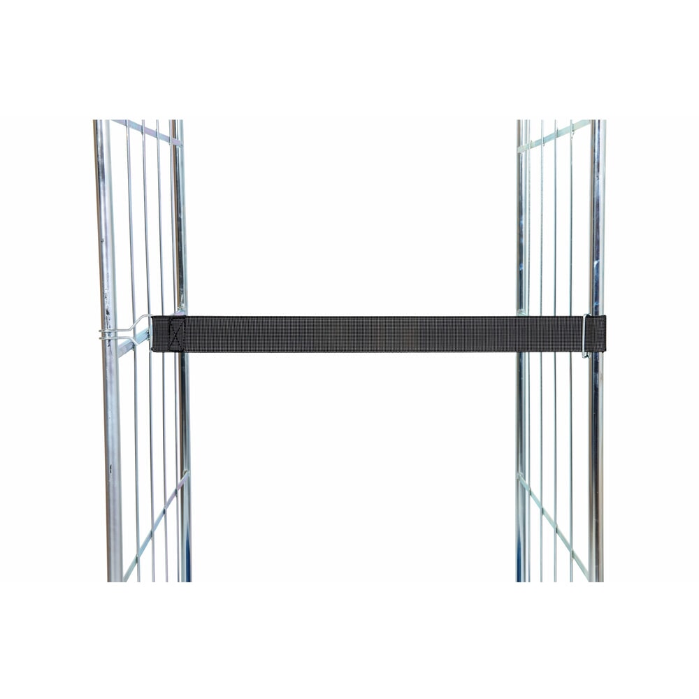 Produktabbildung: Elastikspannband für rolltainer® Rollbehälter, schwarz, Blind Logo, 1 Drahthaken, 1 Drahtöse