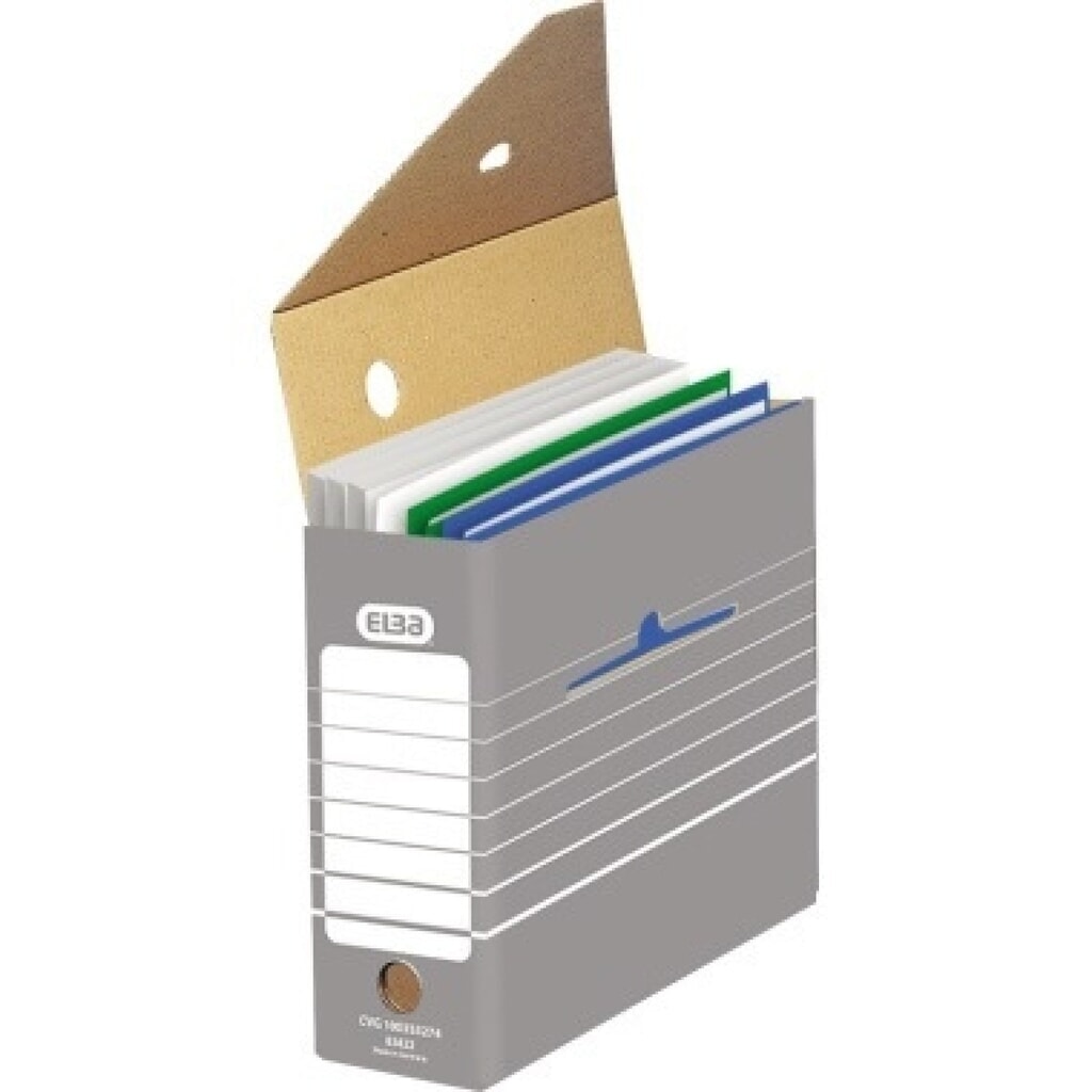 Produktabbildung: ELBA Archivschachtel tric 100333274 DIN A4 Wellpappe grau/weiß