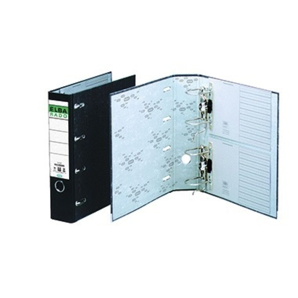 ELBA Doppelordner 100551836 75mm für 2xDIN A5 quer Altpapier schwarz Produktabbildung: ELBA Doppelordner 100551836 75mm für 2xDIN A5 quer Altpapier schwarz