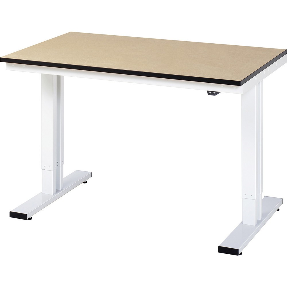 Obrázok výrobku: Elektricky výškovo nastaviteľný pracovný stôl RAU série adlatus 300, v × š × h 720 – 1 120 × 1 250 × 800 mm, pracovná doska MDF