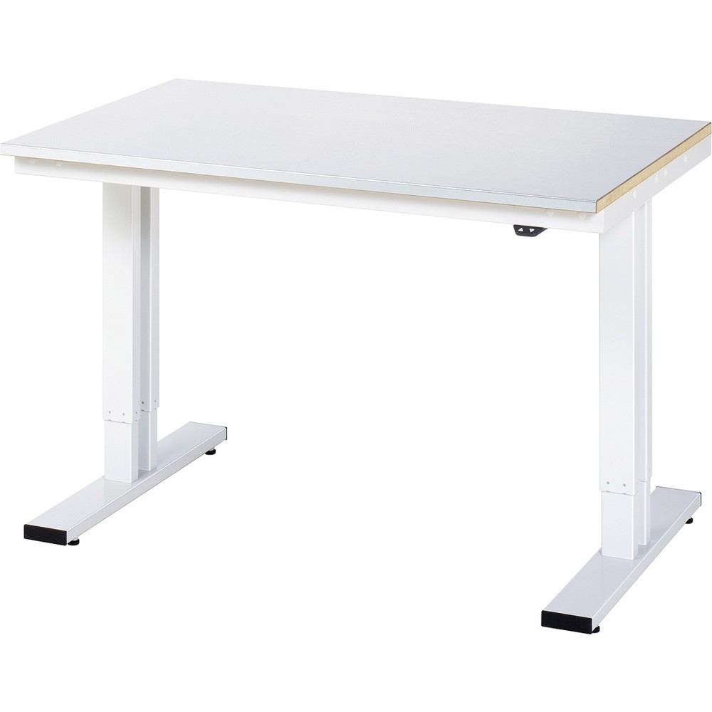 Obrázok výrobku: Elektricky výškovo nastaviteľný pracovný stôl RAU série adlatus 300, v × š × h 720 – 1 120 × 1 250 × 800 mm, pracovná doska s povrchom z oceľového plechu