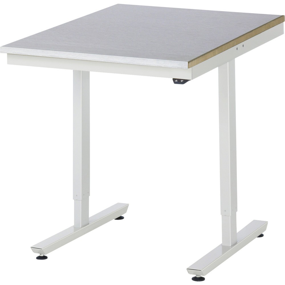 Obrázok výrobku: Elektrický, výškovo nastaviteľný pracovný stôl RAU série adlatus 300, v × š × h 720 – 1 120 × 750 × 1 000 mm, pracovná doska s povrchom z oceľového plechu