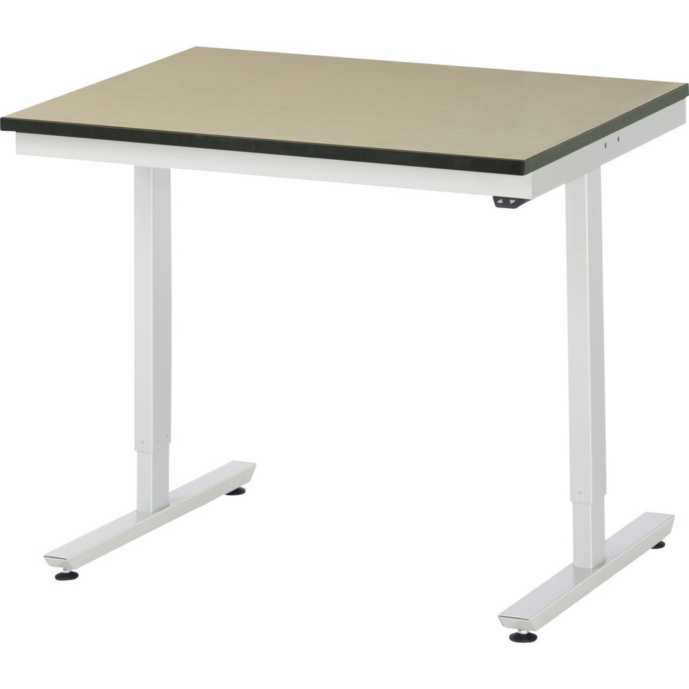 Obrázok výrobku: Elektrický, výškovo nastaviteľný pracovný stôl RAU série adlatus 300, v × š × h 720 – 1 120 × 1 000 × 800 mm, pracovná doska z MDF