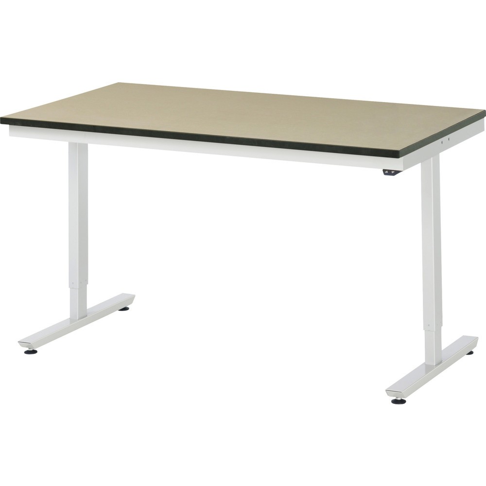 Obrázok výrobku: Elektrický, výškovo nastaviteľný pracovný stôl RAU série adlatus 300, v × š × h 720 – 1 120 × 1 500 × 800 mm, pracovná doska z MDF