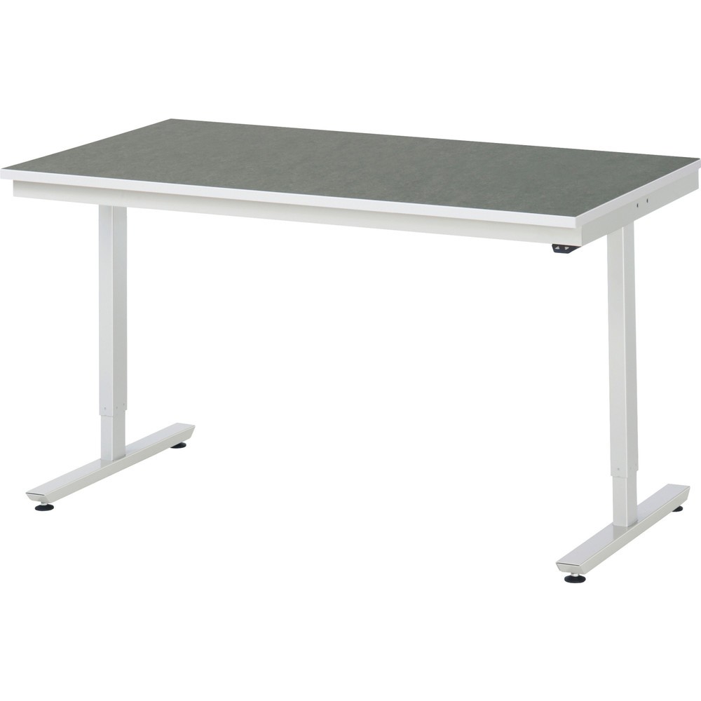 Obrázok výrobku: Elektrický, výškovo nastaviteľný pracovný stôl RAU série adlatus 300, v × š × h 720 – 1 120 × 1 500 × 800 mm, pracovná doska s univerzálnym/linoleovým povrch