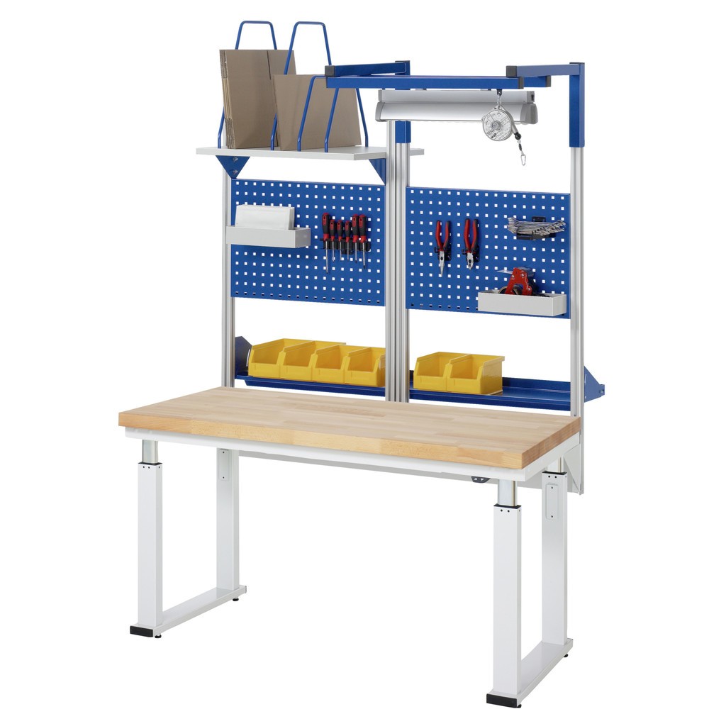 Číslo obrázka výrobku 8: Elektricky výškovo nastaviteľný pracovný stôl RAU série adlatus 600, v × š × h 740 – 1 140 × 1 000 × 700 mm, pracovná doska z bukového masívu