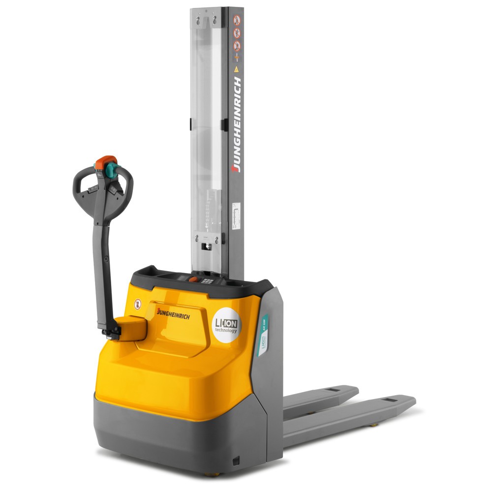 Obrázek produktu: Elektrický vysokozdvižný vozík Jungheinrich EJC 110i E, jednoduchý sloup, výška zdvihu 1290 mm, nosnost 1000 kg, proporcionální hydraulika