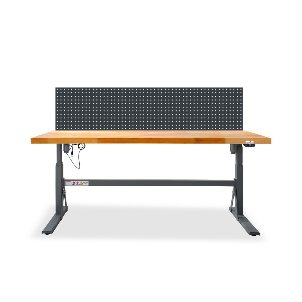 Product afbeelding: Elektrisch in hoogte verstelbare werkbank Steinbock® e-Adjust, met geperforeerde wand, hxbxd 700-1.170 x 2.000 x 750 mm, draagvermogen 350 kg