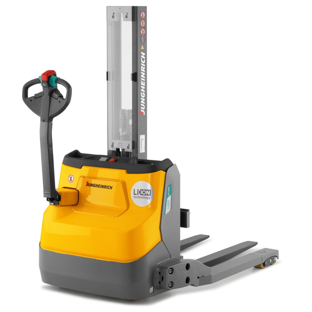 Product afbeelding: Elektrische stapelaar Jungheinrich EJC 110i E, monomast, hefhoogte 1.230 mm, draagvermogen 1.000 kg, proportionele hydraulica, wielarmafstand 891 mm
