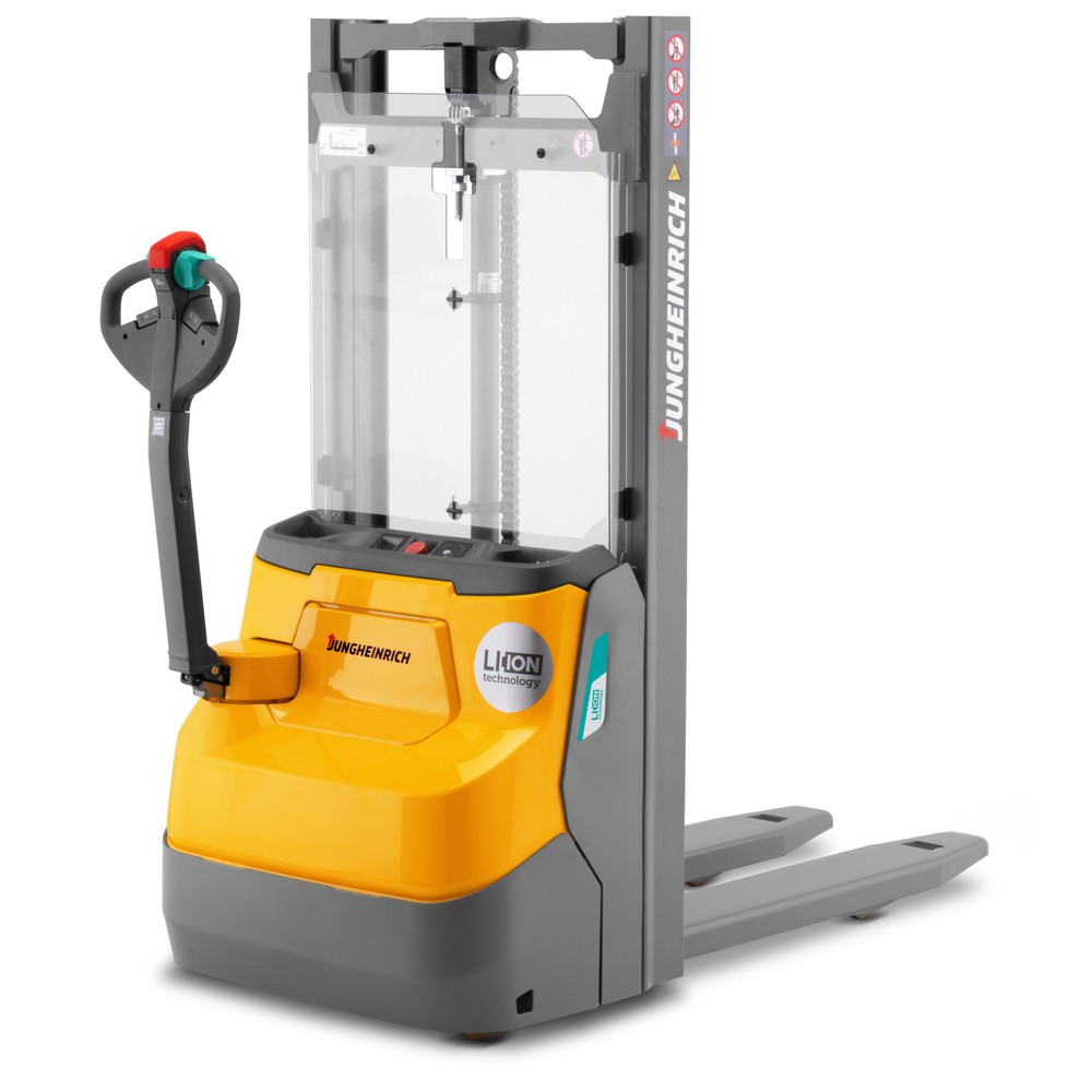Product afbeelding: Elektrische stapelaar Jungheinrich EJC 110i ZT, tweevoudige telescoop hefmast, hefhoogte 2.390 mm, draagvermogen 1.000 kg, proportionele hydraulica