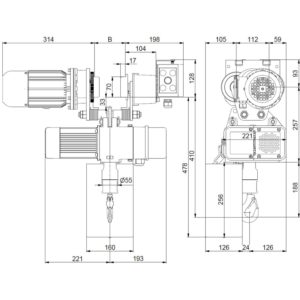 Productafbeelding nr. 7: Elektrische takel LIFTKET, S-Line met elektrisch rijwerk, draagvermogen 125 kg, 8/2 m/min