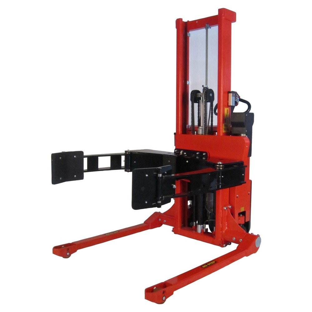 Produktabbildung: Logitrans Elektro-Rollenheber mit Breitspur, vollelektrisch, schwenkbar, einstellbarer Rollenhalter