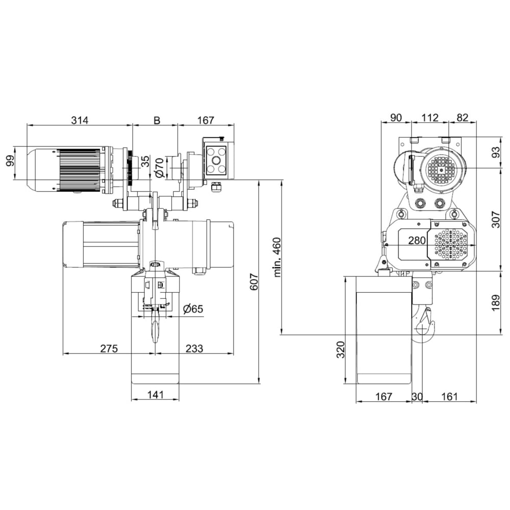 Zdjęcie produktu nr 7: Elektryczna wciągarka łańcuchowa LIFTKET S-Line z wózkiem elektrycznym, udźwig 1000 kg, 6/1,5 m/min