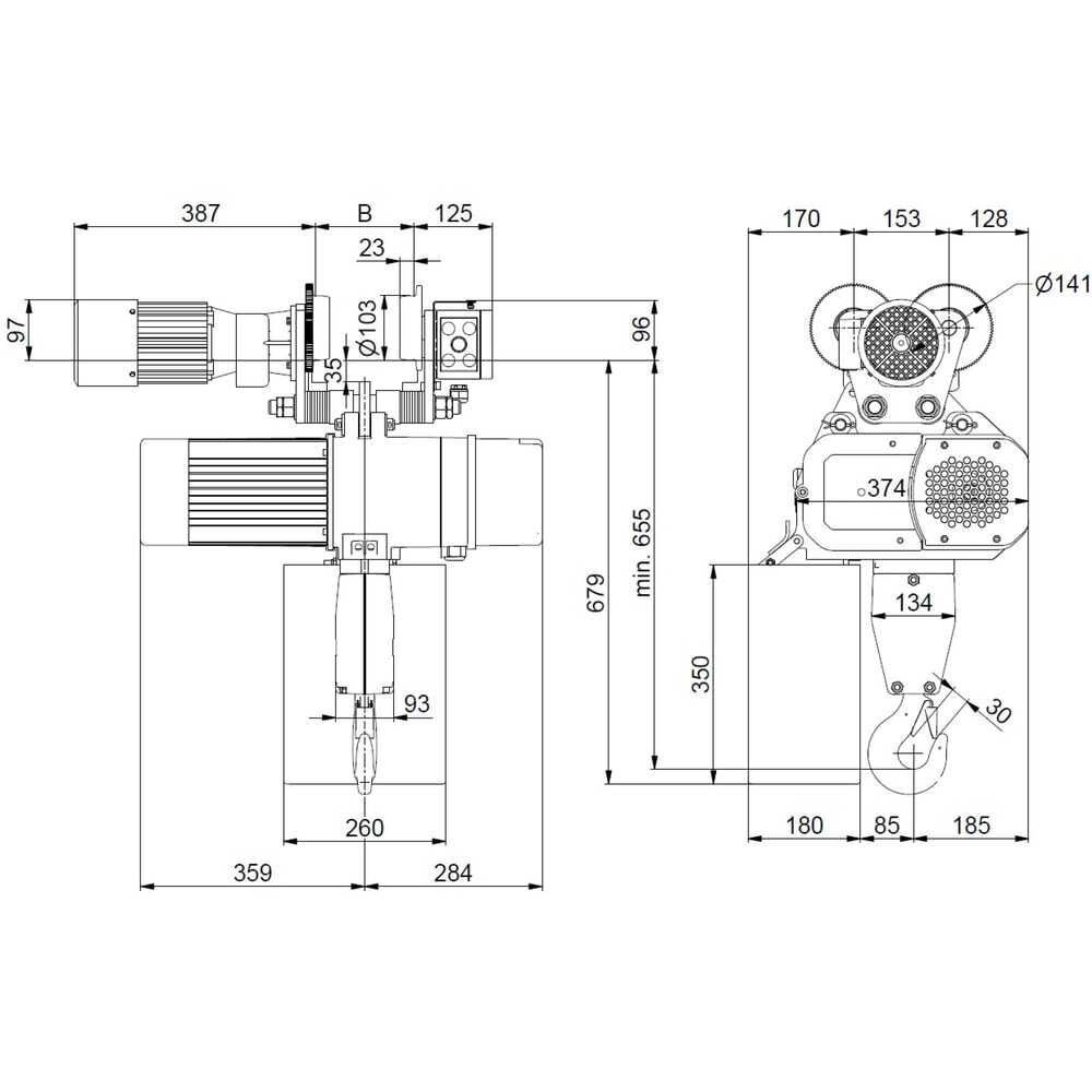 Zdjęcie produktu nr 7: Elektryczna wciągarka łańcuchowa LIFTKET S-Line z wózkiem elektrycznym, udźwig 3200 kg, 4/1 m/min