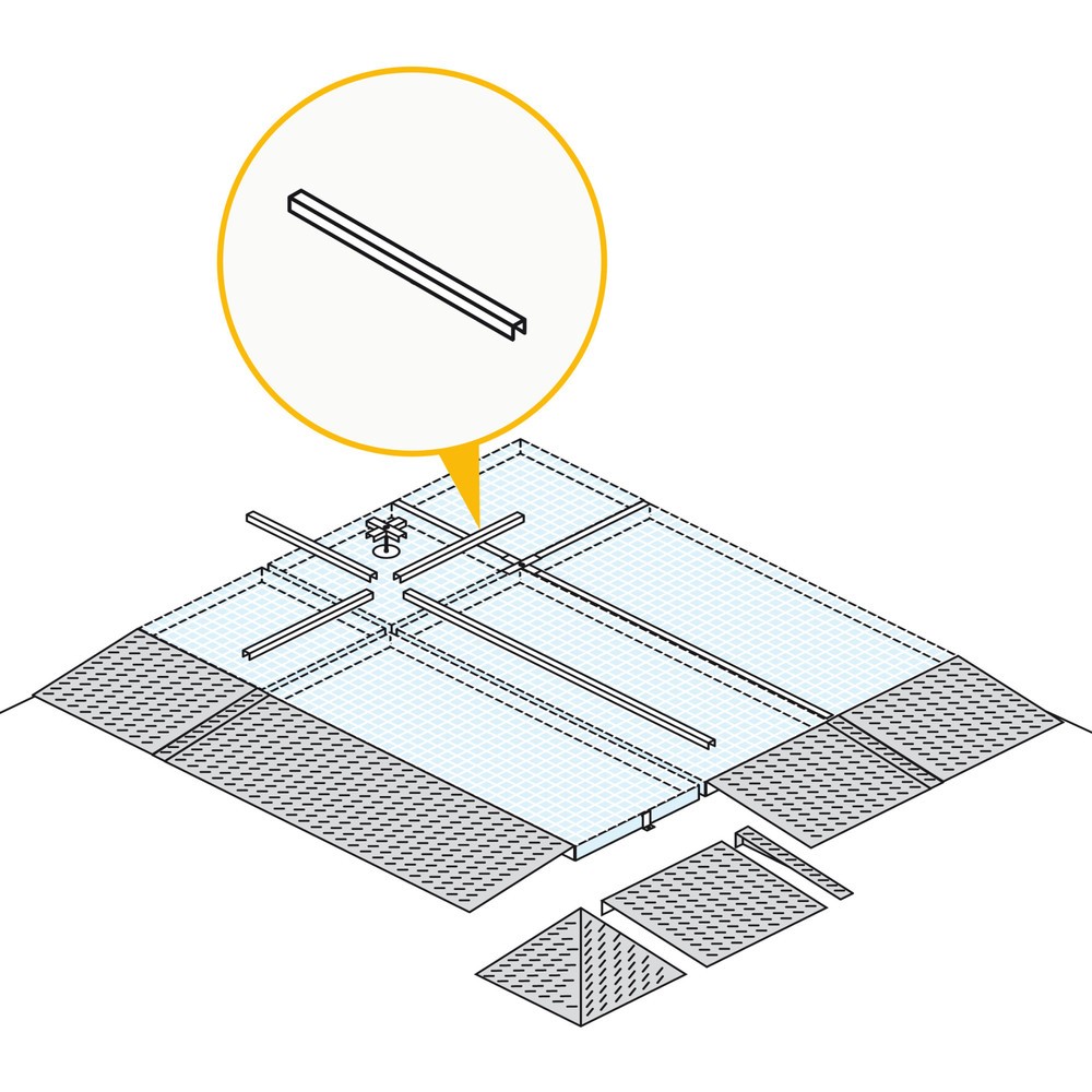 N° de l'image du produit 2 : Élément de liaison pour bac de rétention plat en acier, capacité de charge 6 500 kg/m², longueur 470 mm