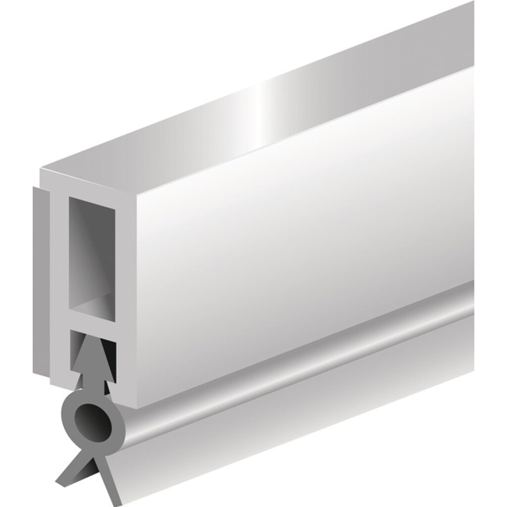 Produktabbildung: ELLEN Abdichtungsschiene PTS-ZK, blank weiß, Länge 2100 mm Breite 6 mm, mit weich PVC-Lippe