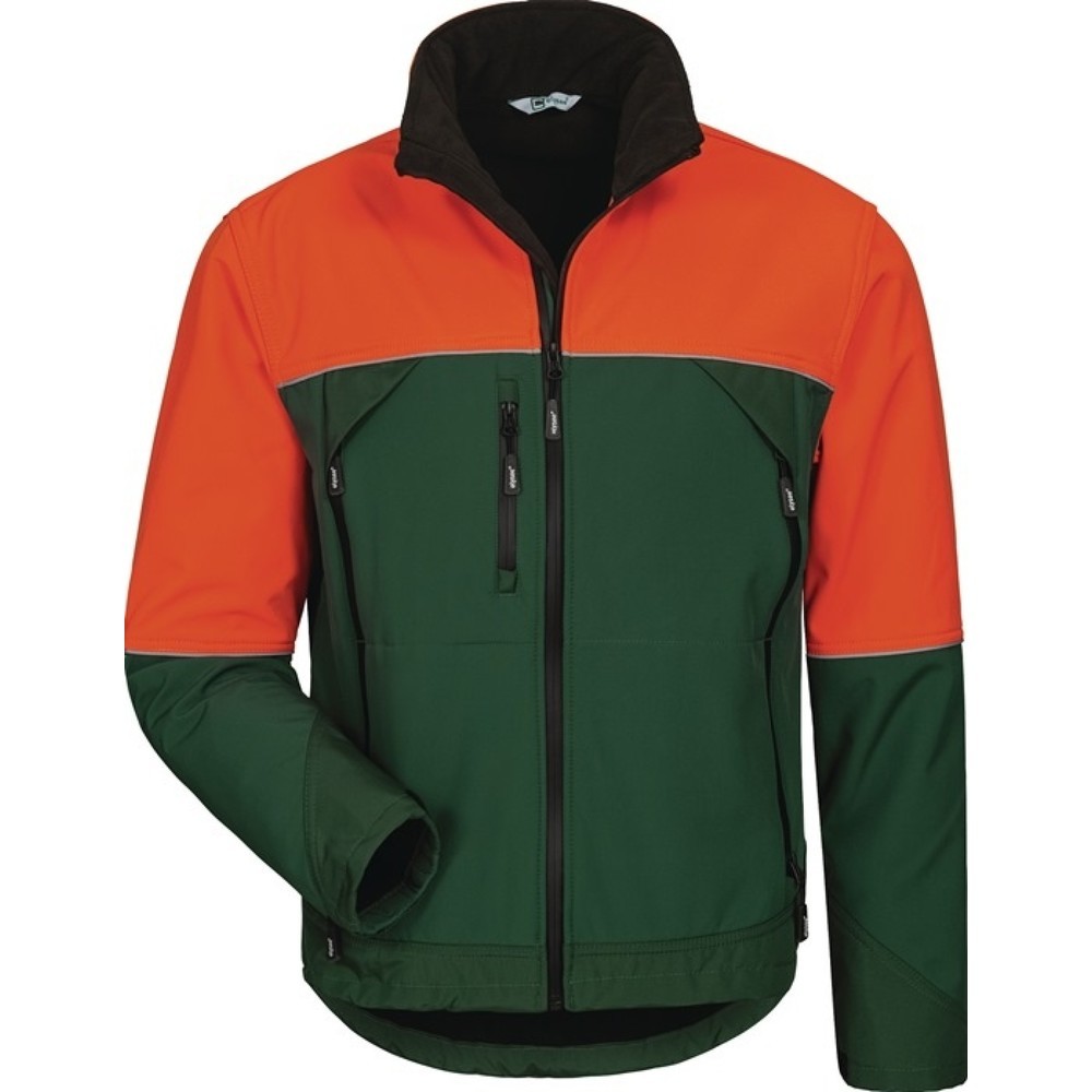 Produktabbildung: ELYSEE Waldarbeiter-Softshelljacke SANDDORN, grün/orange, Größe XL