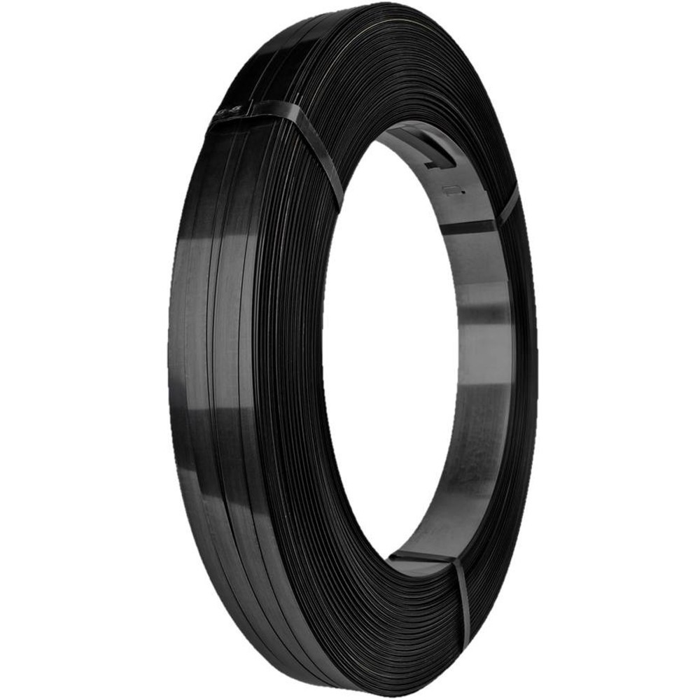 Imagen del producto: embalaje tira de acero lacado negro+encerado, 16 x 0,5 mm, embalaje bobinado