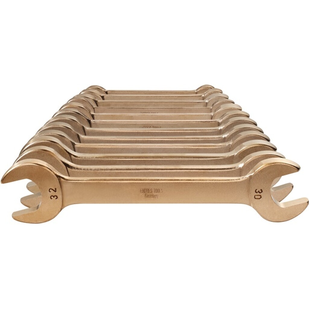 Produktabbildung: Doppelmaulschlüsselsatz 12-teilig  SW6-32 mm Aluminium-Mehrstoff-Bronze funkenfrei