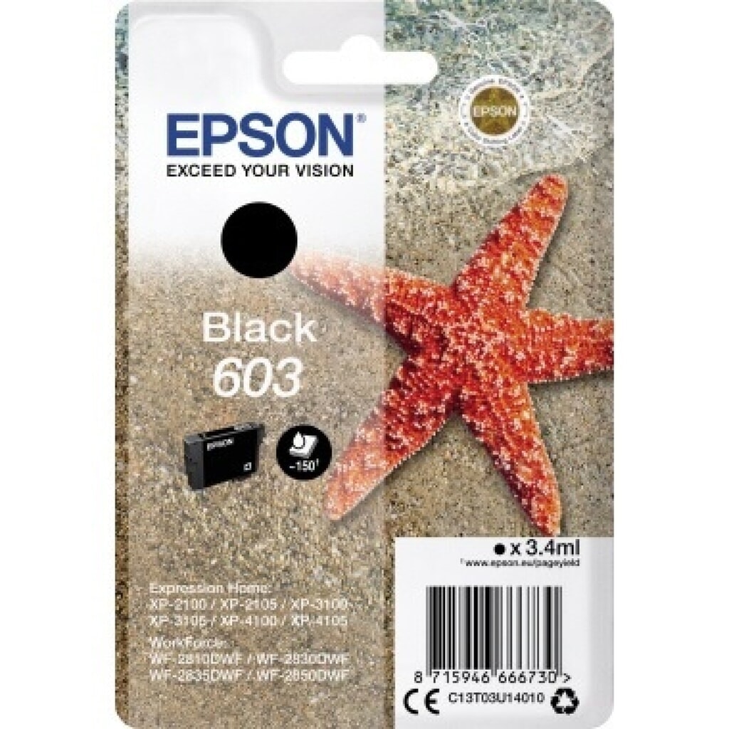 Epson Tintenpatrone C13T03U14010 603 3,4ml schwarz Produktabbildung: Epson Tintenpatrone C13T03U14010 603 3,4ml schwarz