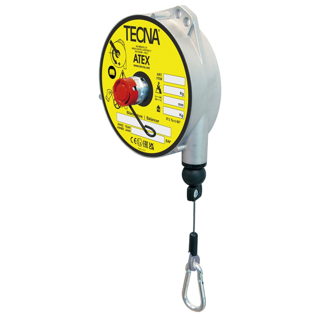 Illustration du produit: Équilibreur à ressort pour zones potentiellement explosives, sans dispositif d’arrêt, boîtier en aluminium, câble de 2,5 m, capacité de charge 10-14 kg