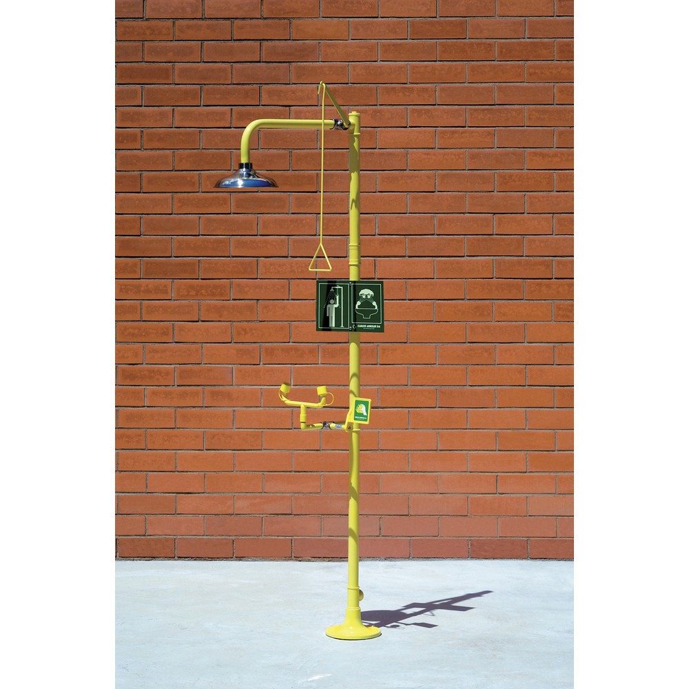 Produktabbildung: Erbstößer® Körper-/Augendusche-Kombination, DIN EN 15154-1/-2/-5, Standmodell, Edelstahl-Duschkopf/-Wasserverteiler