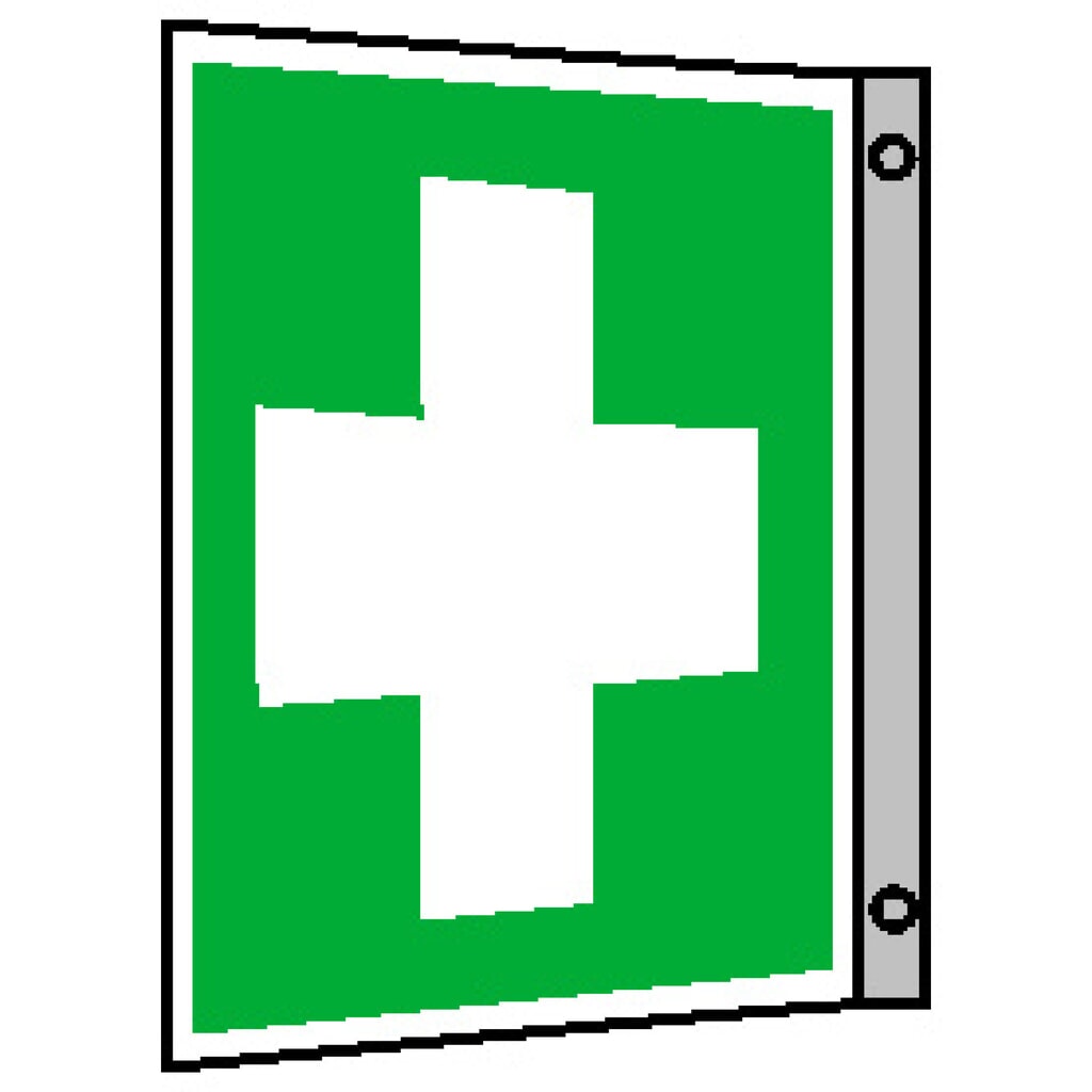 SafetyMarking® Erste Hilfe, Fahne, HxB 200 x 200 mm, Alu HI Produktabbildung: SafetyMarking® Erste Hilfe, Fahne, HxB 200 x 200 mm, Alu HI