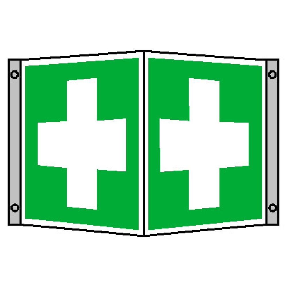 Produktabbildung: Erste Hilfe, Winkel, HxB 150 x 150 mm, Alu HI