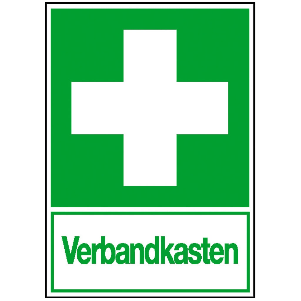 Produktabbildung: SafetyMarking® Verbandkasten, Bild + Text, HxB 300 x 200 mm, Folie HI